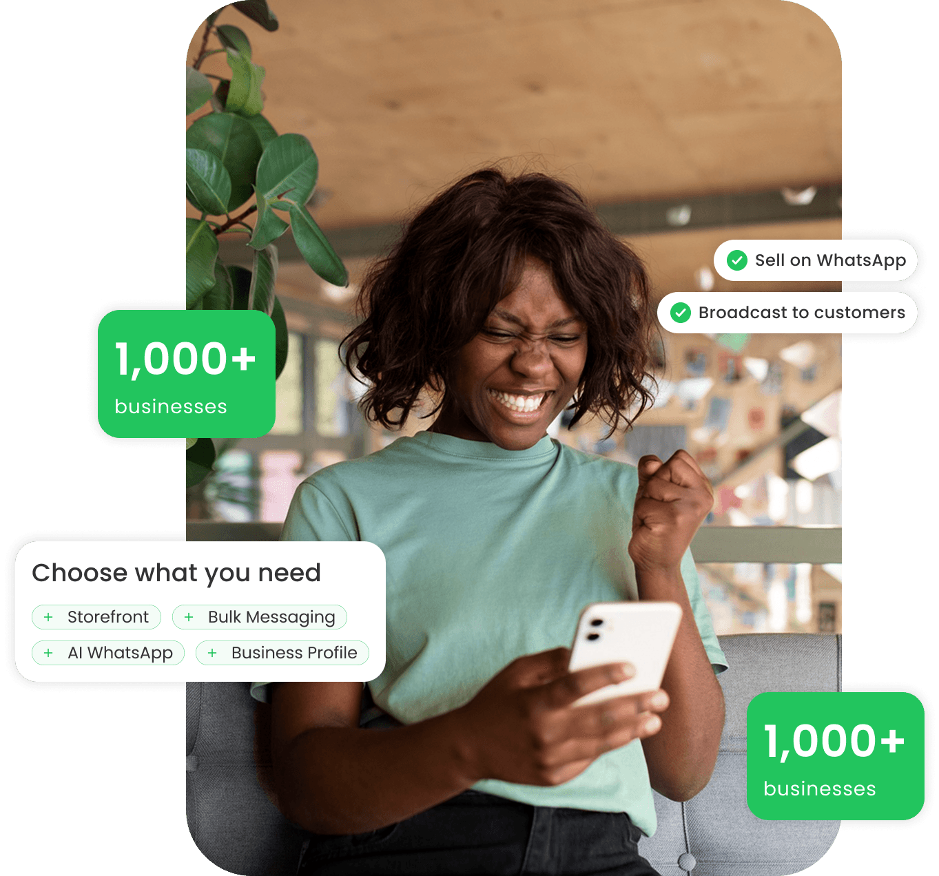 Woman using WhatsApp for business